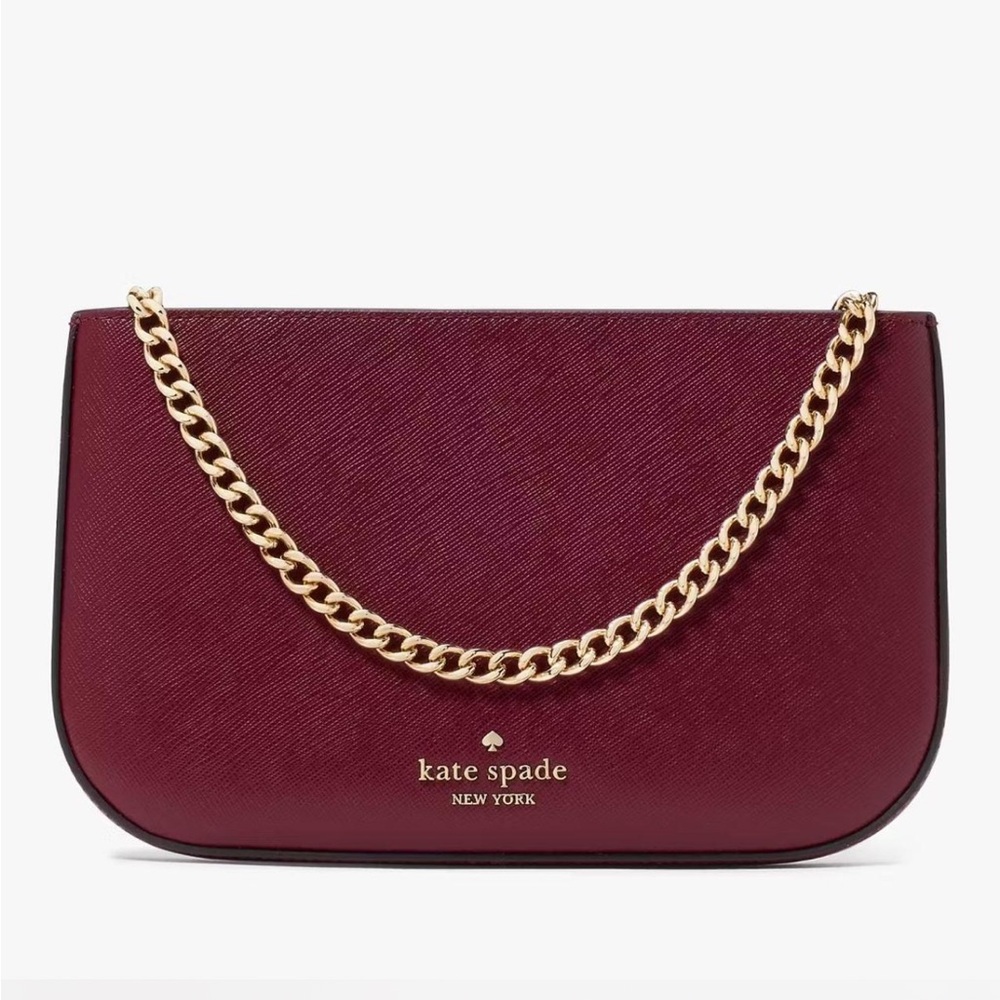 Kate Spade Wine Red Shoulder Bag with Gold Chain